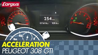 Acceleration 0254 kmh  Peugeot 308 GTi 270 hits rev limiter in 6th gear [upl. by Danforth]