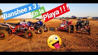 YAMAHA BANSHEE 350 X 3  😱😱😱 ACELERANDO EN LA PLAYA  😎😎😎 [upl. by Aicirpac]