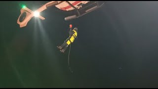 Pilot Leaving Ship By Heli From Bridge Wing At Night [upl. by Meng]