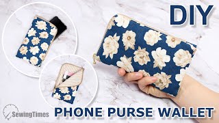 DIY PHONE amp CARD PURSE WALLET  2 side zipper pouch tutorial sewingtimes [upl. by Oicelem775]