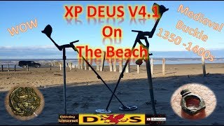 Detecting Somerset XP Deus V41 on the beach EPIC OLD FIND [upl. by Porcia]