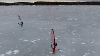 Ice Sailing Iceboard Drone at Ältasjön Stockholm jan 2019 [upl. by Adria753]