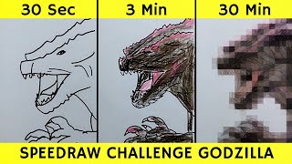 Drawing Godzilla in 30 sec 3 min and 30 min  King Of The Monster  Fen Draw [upl. by Aleac]