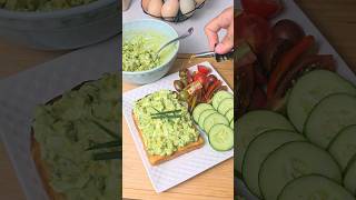 High protein healthy and fast breakfast to keep you full Avocado egg salad on sourdough toast [upl. by Drofyar]