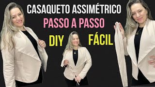 COSTURE CASAQUETO ASSIMÉTRICO ELEGANTE FÁCIL PARA INICIANTES NA COSTURA costurafácil passoapasso [upl. by Ewart400]