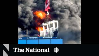 TheMoment a crane operator rescued a man from a burning building [upl. by Hector175]