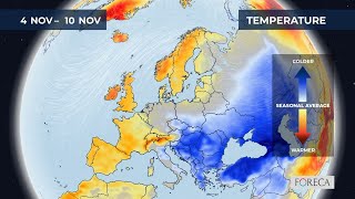 Monthly temperature forecast for Europe 1112024 [upl. by Ahseiym]