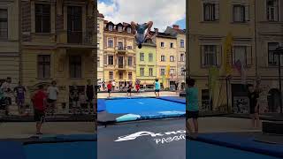 Athletes try out worlds largest and best inground trampoline in Slovenia [upl. by Sabine]