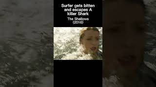 Surfer gets bitten and escapes A killer Shark shark sharkweek movies blakelively ryanreynolds [upl. by Annaicul174]