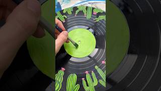 Cactus Vinyl Record Painting 🌵❤️ upcycling painting record shorts [upl. by Bouzoun474]