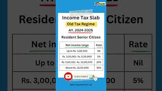 Income Tax slab for senior citizen  Tax slab old tax regime AY 20242025  Tax rate senior citizen [upl. by Ycniuqed]