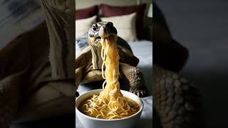 The tortoise eating noddle ai aiart cartoon kids kidsvideo foryou foryoupage [upl. by Eldoria]