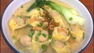 WONTON SOUP RECIPE  WONTON RECIPE  EASY WONTON FOLDING EASY WONTON FILLINGEASY WONTON SOUP BROTH [upl. by Ellerret]