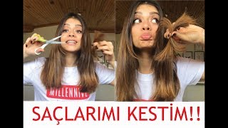 SAÇLARIMI KESTİMEVDE NASIL SAÇ KESİLİR [upl. by Yliram]