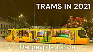 TRAMS in Daugavpils Latvia  Using trolley pole and pantograph  2021 [upl. by Geno]