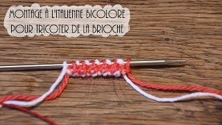 Tricot Montage des mailles à litalienne à 2 couleurs pour tricoter de la brioche [upl. by Naahsar]