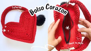 Bolso Corazon Tejido❤️ TENDENCIA  Tutorial Hebras Crochet [upl. by Keare]