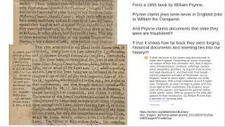 William Prynne  1656  states no jews in England prior to William the Conqueror [upl. by Yralih416]