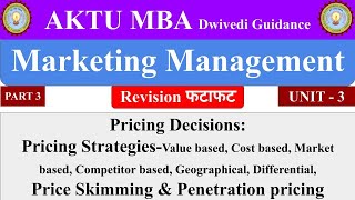 Pricing Decisions Pricing Strategies Marketing Management mba aktu mba notes aktu mba lectures [upl. by Ewell]