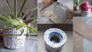 How to make beautiful cement pot at homeDIY indoor gardening ideasIndoor cement pot Gamla [upl. by Noscire803]