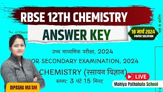 rbse board 12th chemistry paper solution 2024 class 12 rbse board exam chemistry paper answer key [upl. by Lertsek551]