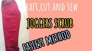 CUT and SEW JOGGERS SCRUB panttrousers with elastic band for nursescuting and sewing TUTORIAL [upl. by Market]