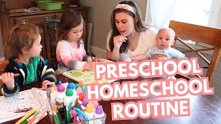 PRESCHOOL HOMESCHOOL ROUTINE Our current and updated homeschool preschool routine [upl. by Pippa]