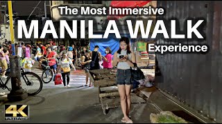 CHAOTIC Manila Philippines Walk at Night 4K [upl. by Samau]