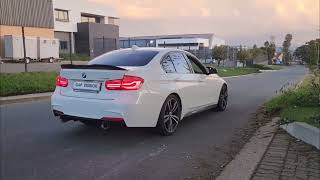 BMW 320i F30 stage 2 Catless Downpipe exhaust sound [upl. by Meehahs820]