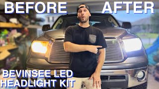 BEVINSEE LED HEADLIGHT KIT INSTALL TOYOTA TUNDRA BEFORE amp AFTER [upl. by Happ512]