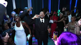 Will Smith Gets Jiggy With It At Vanity Fair Party After His Oscars punch Smacking Chris Rock [upl. by Sremlahc]