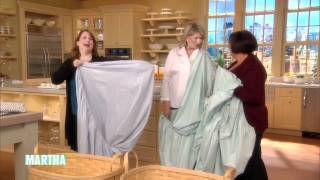 How to Fold a Fitted Sheet⎢Martha Stewarts Best Folding Hacks [upl. by Aitnas]