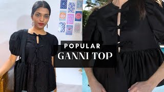 Trendy Ganni Top  Front Tie Puff Sleeves  Pattern Making amp Sewing [upl. by Stroud785]