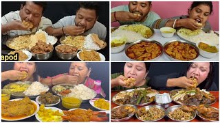 Mukbangars Eating Challenge Compilation  Rice With Dal Chicken Masala Duck Curry Prawns Malai [upl. by Rebeca]