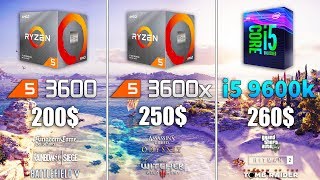 Ryzen 5 3600x vs Ryzen 5 3600 vs i5 9600k Test in 8 Games [upl. by Okimuk546]