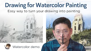 Drawing for Watercolor Painting  Turn your drawing into painting easy [upl. by Mayhew715]