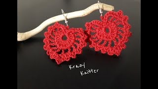 Tutorial orecchini cuore uncinetto crochet Heart earrings [upl. by Alidis]