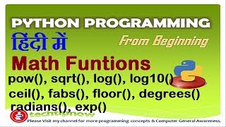 Mathematical Functions in Python Programming in Hindi  mathpi in Python  mathe in python [upl. by Eden]