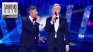 Sanremo 2018  Il duetto di Fiorello e Claudio Baglioni [upl. by Nadda]