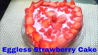 Eggless Strawberry Cake [upl. by Esiom]