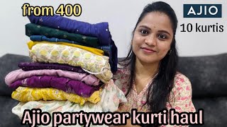 Ajio haulAjio kurti haul10 kurtis for all occasionsfrom 400₹👌🏻qualityajiofashion stylekurti [upl. by Satsoc]