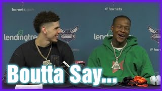 Lamelo ball And Terry Rozier Clown Media In Post Game Interview [upl. by Sweatt]