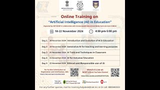 Online Training on quotArtificial Intelligence AI in Educationquot  CIET  NCERT [upl. by Elvia]