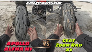 Apollo Alfha H1 Vs Ceat Zoom Red X Tyre Comparison [upl. by Htedirem]