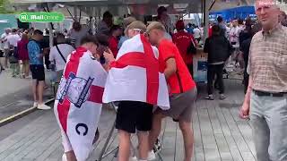 England fans sing Three Lions in Germanys Gelsenkirchen city [upl. by Aleekahs908]