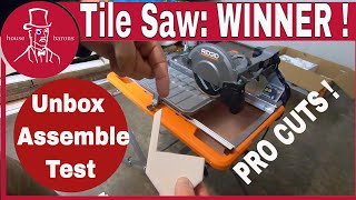 Wet Tile Saw Reviews Rigid 7 inch with Stand Unbox Assemble Test [upl. by Ayekal]