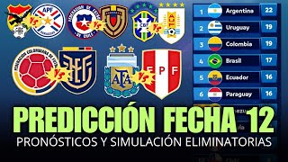 PREDICCIÓN Y SIMULACIÓN FECHA 12 ELIMINATORIAS SUDAMERICANAS MUNDIAL 2026  PRONÓSTICOS [upl. by Carolus]