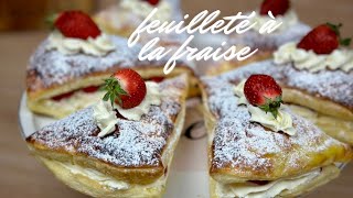 UN DESSERT EXPRESS  DES FEUILLETÉS à la FRAISE 🍓 recette facile rapide et tellement bonne 😋 [upl. by Lemkul96]