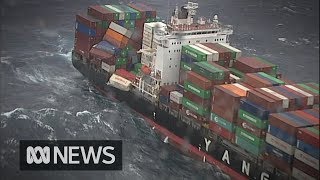 83 shipping containers fall from cargo ship off Australias east coast  ABC News [upl. by Eatnahc73]