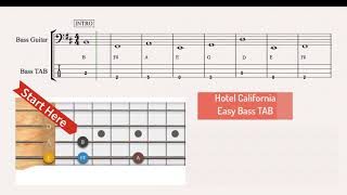 Hotel California  Easy Bass Tab [upl. by Elinore]